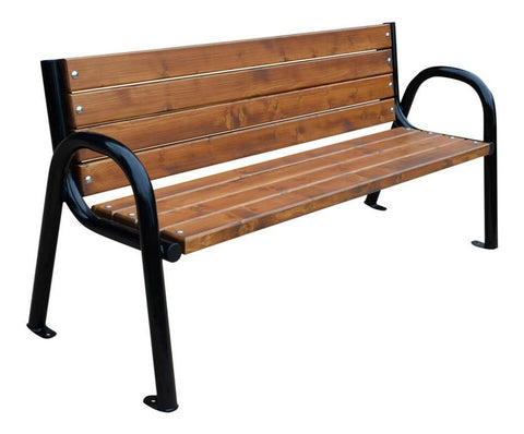 Modern Bench With Backrest Wooden Garden