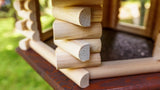 WOODPECKER Hanging WOODEN BIRD table (DARK)