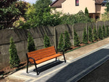 Modern Bench With Backrest Wooden Garden