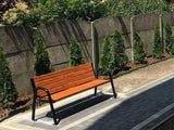 Modern Bench With Backrest Wooden Garden
